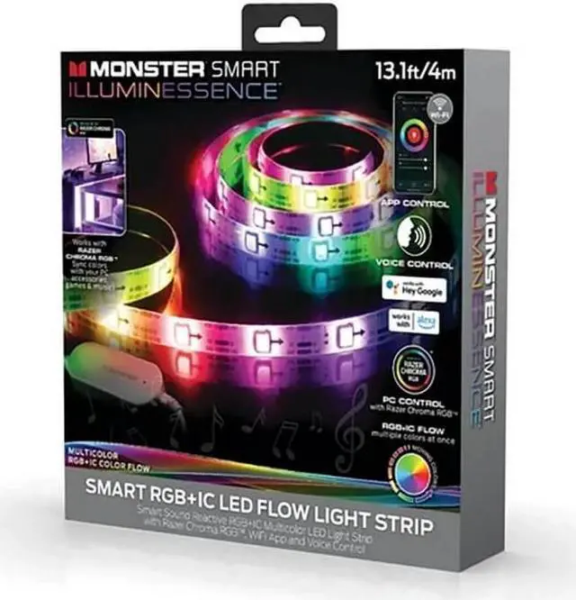Main image of Monster MLB72064RGB 13.1ft Sound Reactive Smart Multi-Color Color Flow LED Light Strip