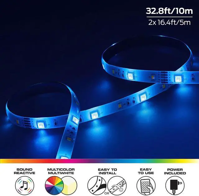 Alt view image 5 of 5 - Monster MLB72049RGB 32.8ft Sound Reactive Smart Multi-Color Multi-White LED Light Strip