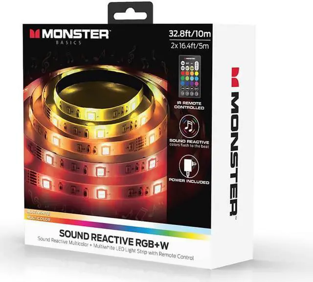 Main image of Monster MLB72049RGB 32.8ft Sound Reactive Smart Multi-Color Multi-White LED Light Strip