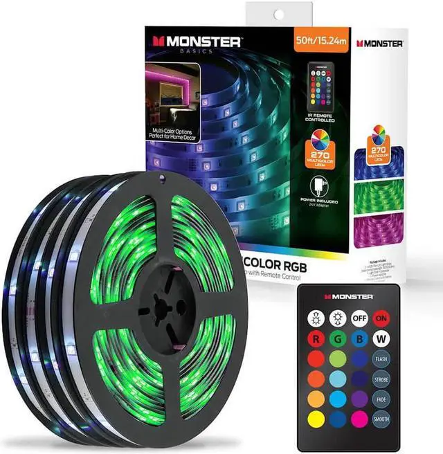 Main image of Monster MLB72050RGB 50ft Multi-Color LED Light Strip with Remote