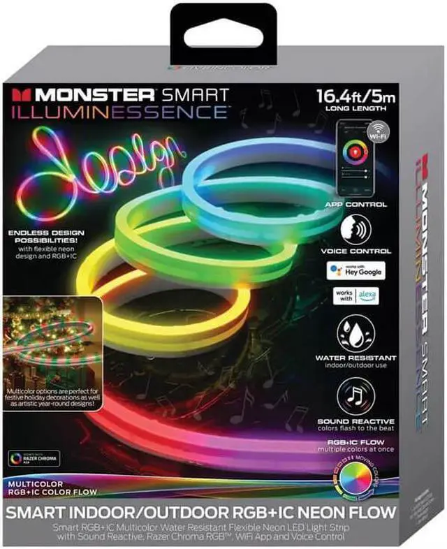Main image of Monster MLB71063RGB 16.4ft Neon Flow Smart Indoor/Outdoor Multi-Color LED Light Strip