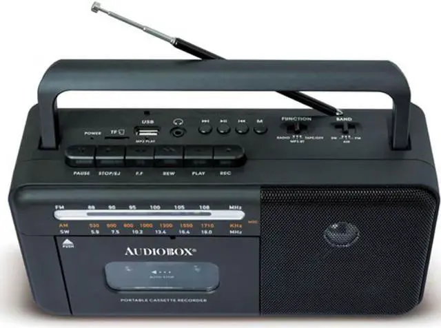 Alt view image 2 of 2 - Audiobox RXC15BTBLK Retro Rechargeable Bluetooth Radio and Cassette Player - Black