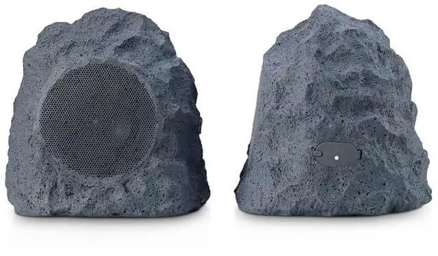 Alt view image 2 of 8 - iHome Rechargeable Bluetooth Outdoor Rock Speaker Set of 2 Gray with TWS Linking