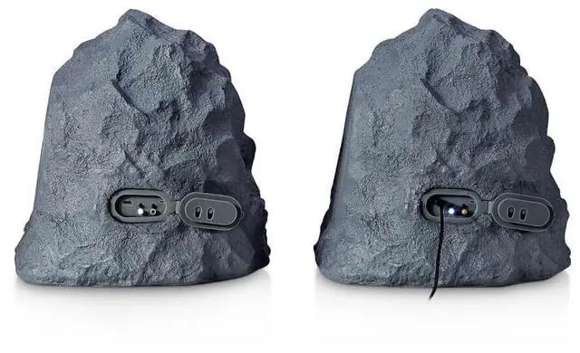 Alt view image 3 of 8 - iHome Rechargeable Bluetooth Outdoor Rock Speaker Set of 2 Gray with TWS Linking