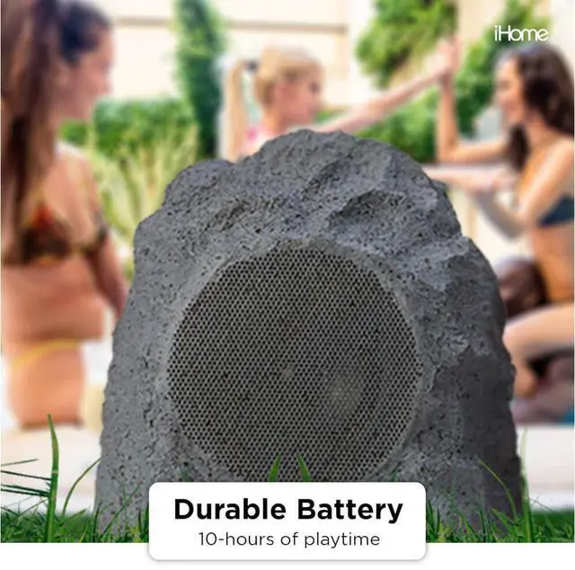 Alt view image 5 of 8 - iHome Rechargeable Bluetooth Outdoor Rock Speaker Set of 2 Gray with TWS Linking