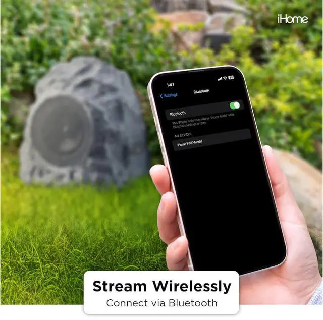 Alt view image 7 of 8 - iHome Rechargeable Bluetooth Outdoor Rock Speaker Set of 2 Gray with TWS Linking