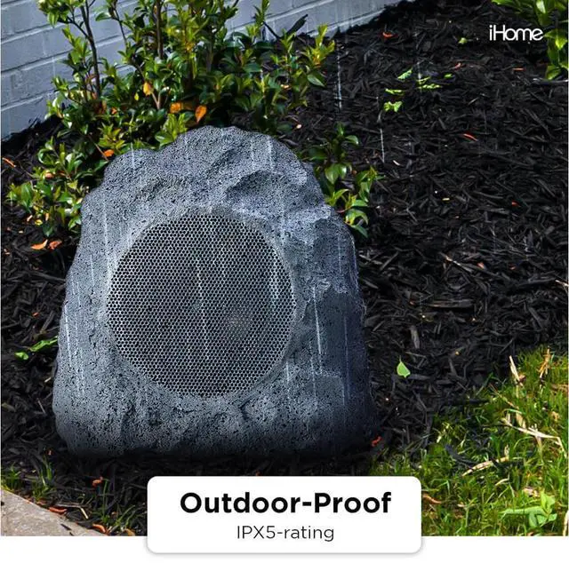 Alt view image 6 of 8 - iHome Rechargeable Bluetooth Outdoor Rock Speaker Set of 2 Gray with TWS Linking