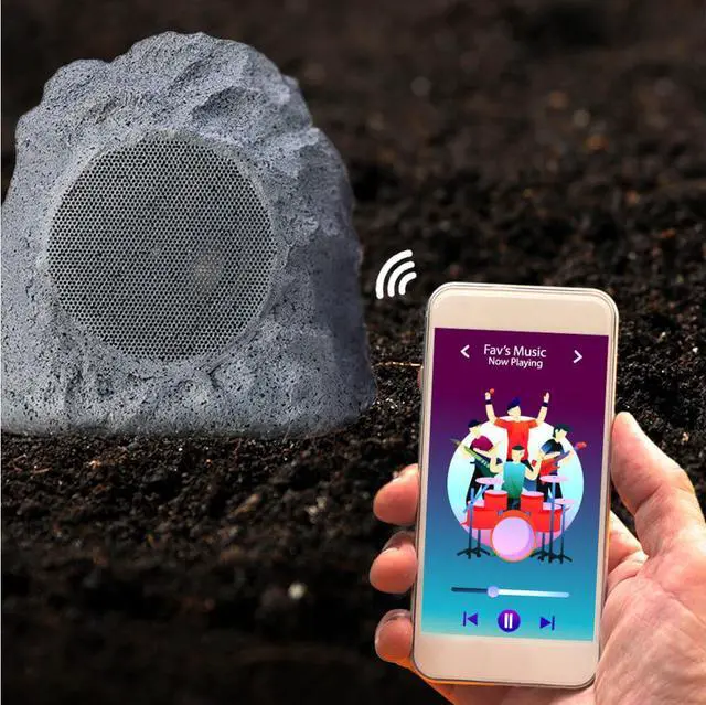 Alt view image 8 of 8 - iHome Rechargeable Bluetooth Outdoor Rock Speaker Set of 2 Gray with TWS Linking
