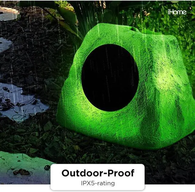 Alt view image 2 of 8 - iHome Rechargeable Bluetooth Outdoor Solar Rock LED Speaker Set with Multilink