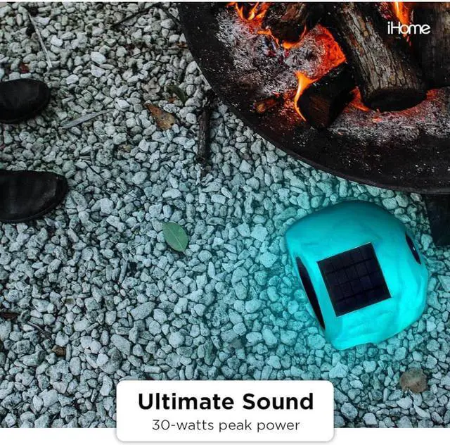 Alt view image 5 of 8 - iHome Rechargeable Bluetooth Outdoor Solar Rock LED Speaker Set with Multilink