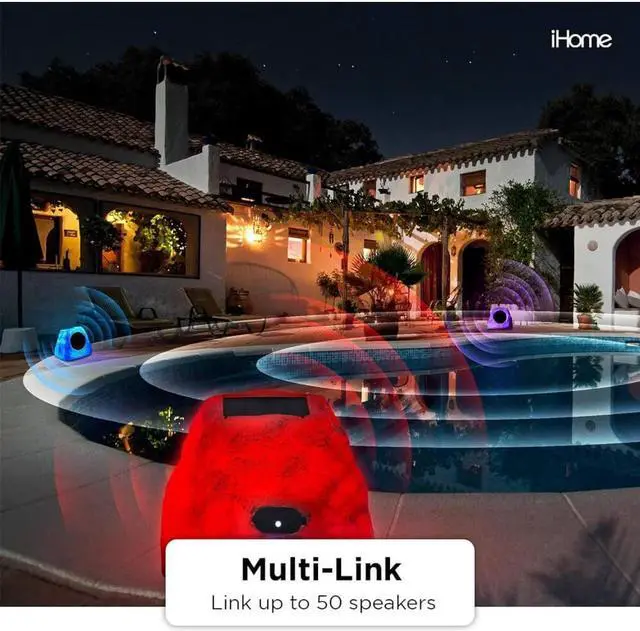 Alt view image 6 of 8 - iHome Rechargeable Bluetooth Outdoor Solar Rock LED Speaker Set with Multilink