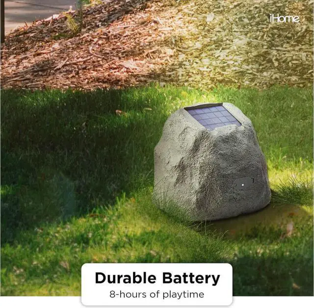 Alt view image 7 of 8 - iHome Solar Powered Wireless Weatherproof 5"Outdoor Rock Speaker W/ TWS Linking