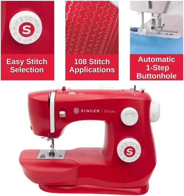 Alt view image 3 of 7 - Singer 3337RED Simple 3337 Sewing Machine - Red