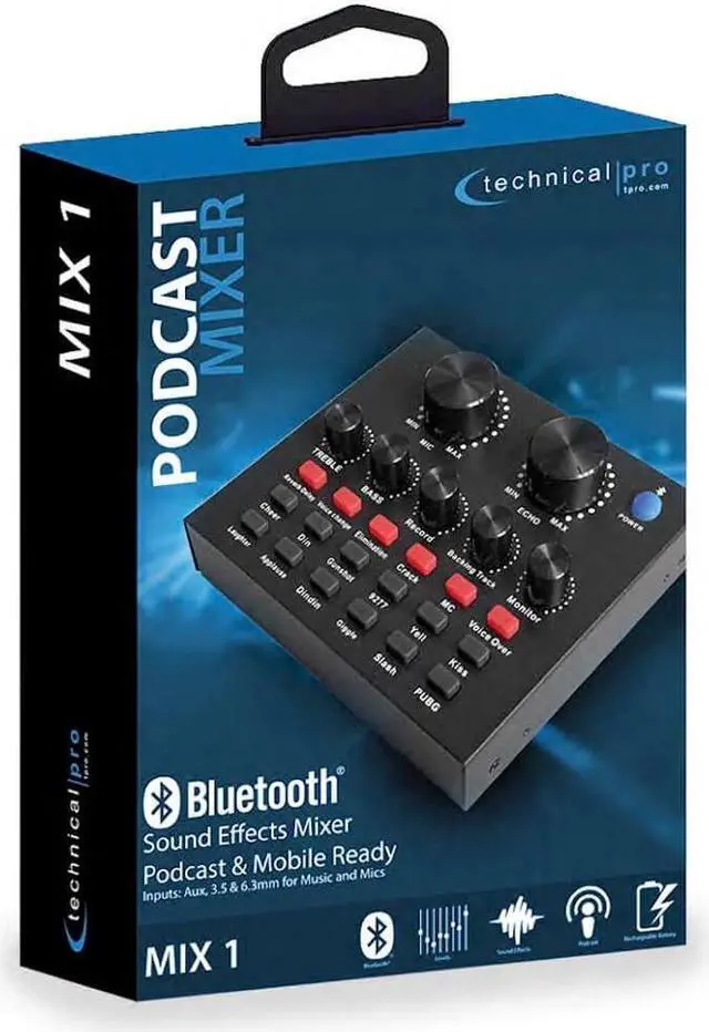 Alt view image 2 of 2 - Technical Pro MIX1 Podcast and DJ Host Sound Effect Mixer