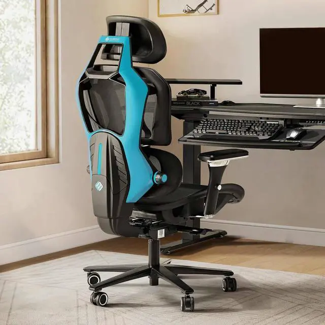 Alt view image 3 of 5 - Eureka Ergonomic ERKGC05BL Typhon Hybrid Ergonomic Gaming Chair - Blue