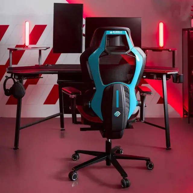 Alt view image 4 of 5 - Eureka Ergonomic ERKGC05BL Typhon Hybrid Ergonomic Gaming Chair - Blue