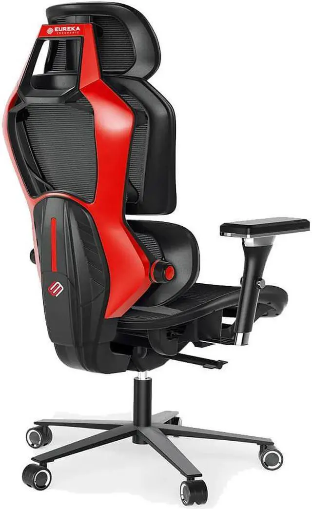Alt view image 2 of 5 - Eureka Ergonomic ERKGC05R Typhon Hybrid Ergonomic Gaming Chair - Red