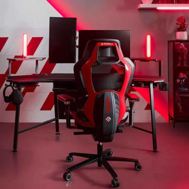 Alt view image 4 of 5 - Eureka Ergonomic ERKGC05R Typhon Hybrid Ergonomic Gaming Chair - Red