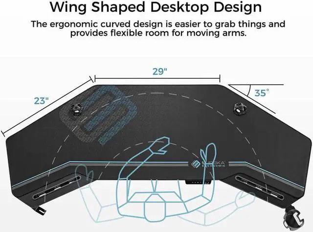 Alt view image 2 of 7 - Eureka Ergonomic ERKES71B Aero Pro Wing-Shaped Standing Desk - Black