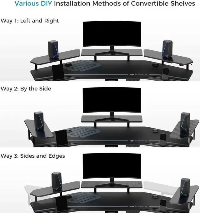 Alt view image 4 of 7 - Eureka Ergonomic ERKES71B Aero Pro Wing-Shaped Standing Desk - Black