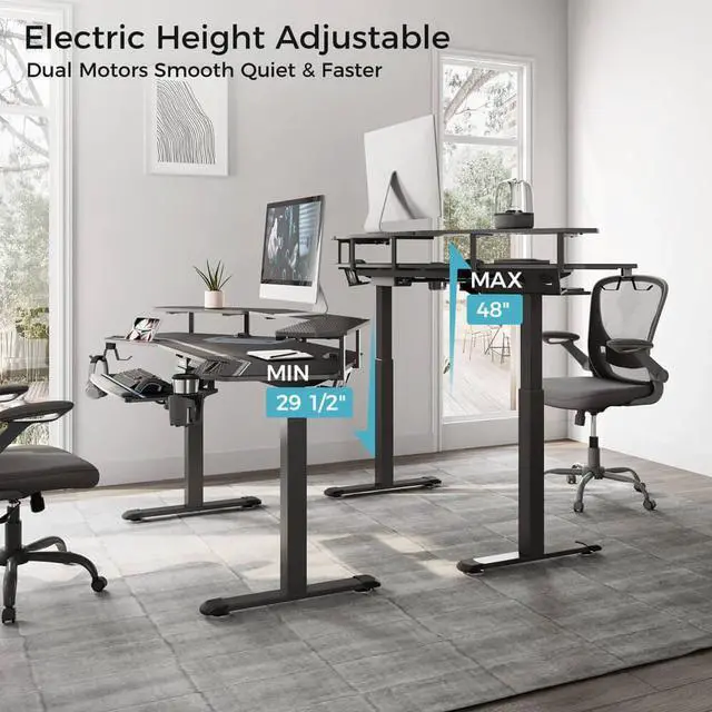 Alt view image 6 of 7 - Eureka Ergonomic ERKES71B Aero Pro Wing-Shaped Standing Desk - Black