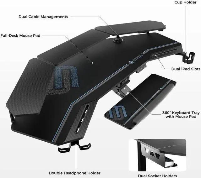 Alt view image 7 of 7 - Eureka Ergonomic ERKES71B Aero Pro Wing-Shaped Standing Desk - Black