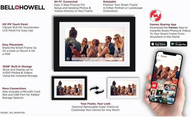 Alt view image 4 of 7 - Bell & Howell BHDPF101BK 10.1 inch Smart Photo Frame with Frameo - Black