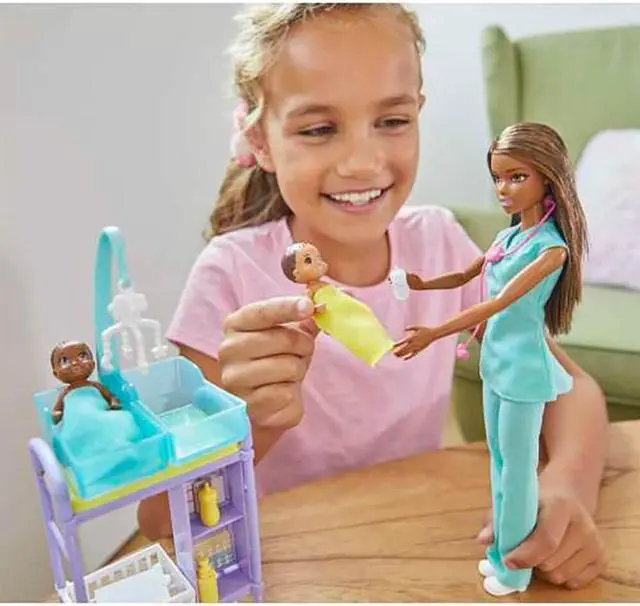 Alt view image 6 of 6 - Mattel GKH24 Barbie Careers Baby Doctor Playset