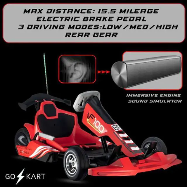 Alt view image 4 of 6 - DeLorean F100RED Racing Go Kart - Red