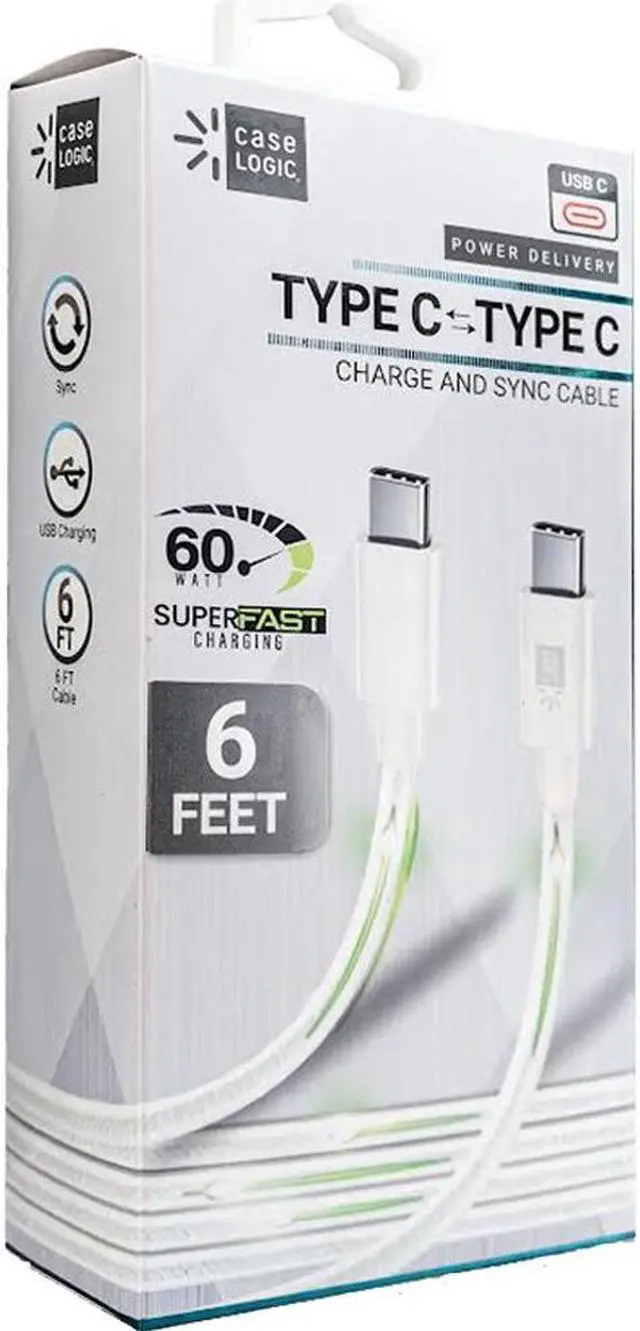 Main image of Case Logic 6 Ft. Type C to C Charging and Sync Cable - White