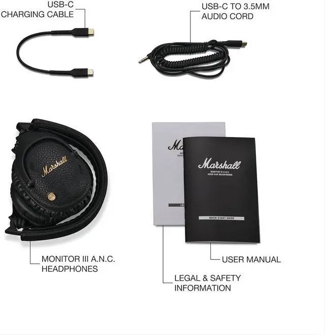 Alt view image 6 of 7 - Marshall MONITOR3ANCB Monitor III Noise Canceling Over-Ear Bluetooth Headphones