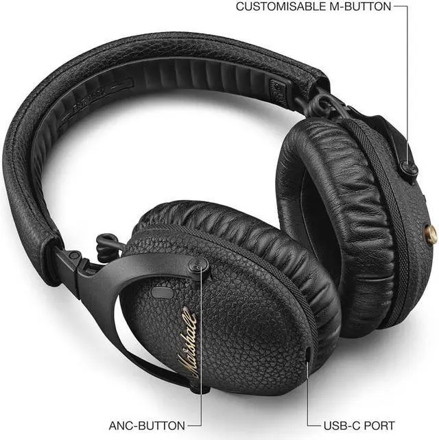 Alt view image 3 of 7 - Marshall MONITOR3ANCB Monitor III Noise Canceling Over-Ear Bluetooth Headphones