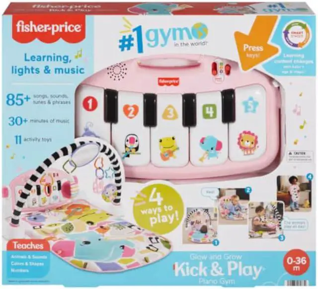 Alt view image 6 of 6 - Fisher-Price HRB14 Glow and Grow Kick and Play Piano Gym Baby Playmat - Pink
