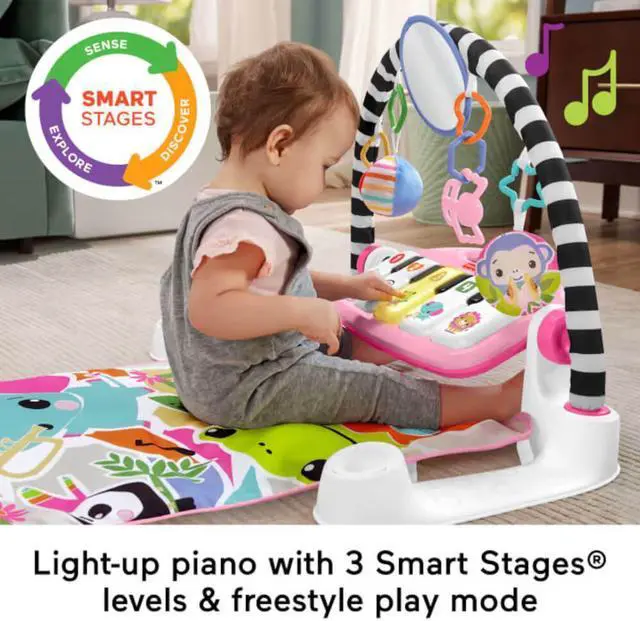 Alt view image 4 of 6 - Fisher-Price HRB14 Glow and Grow Kick and Play Piano Gym Baby Playmat - Pink