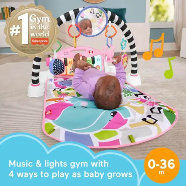Alt view image 2 of 6 - Fisher-Price HRB14 Glow and Grow Kick and Play Piano Gym Baby Playmat - Pink