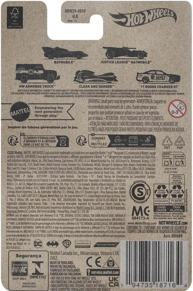 Alt view image 2 of 2 - Mattel HRW29 Hot Wheels Batman Cloak and Dagger - Clear Purple