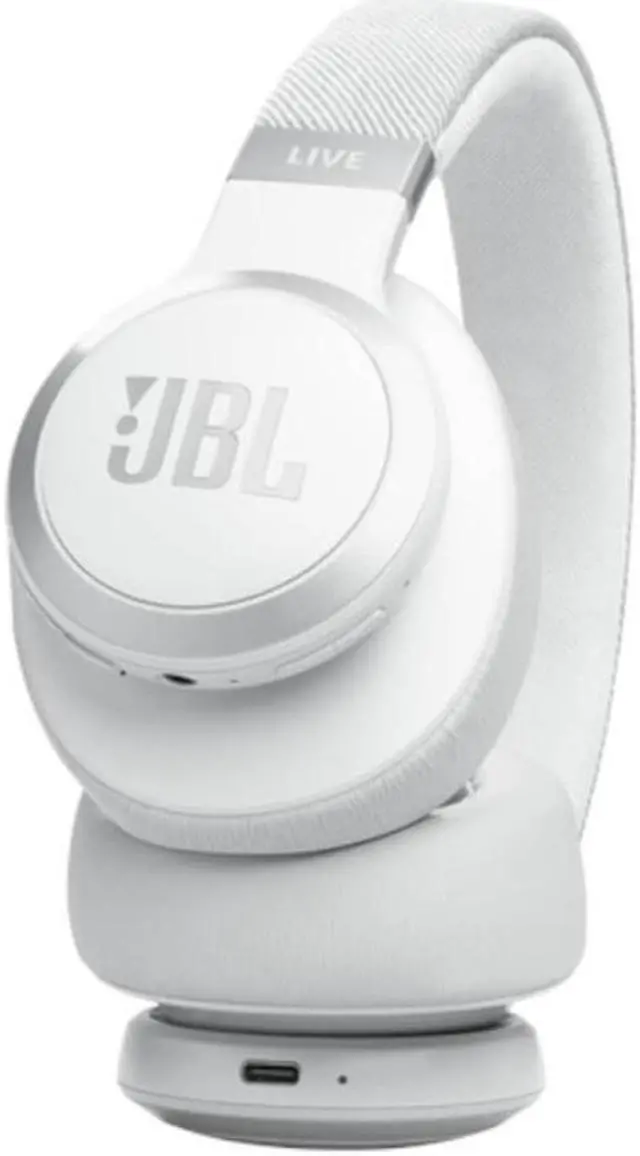 Alt view image 6 of 7 - JBL LIVE 770NC - Wireless Over-Ear Headphones with True Adaptive Noise Cancelling with Smart Ambient  Up to 65 hours of battery life  Comfort-fit fabric headband & carrying pouch (White)