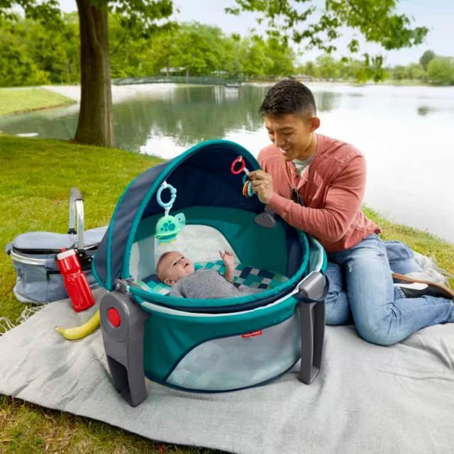 Alt view image 3 of 6 - Fisher-Price GHP44 On-the-Go Portable Baby Dome - Aqua Pixels