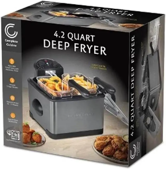 Alt view image 3 of 3 - Complete Cuisine CCDP401CSBLK 4L Electric Deep Fryer