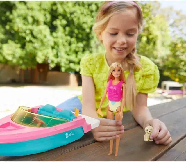 Alt view image 2 of 6 - Mattel GRG29 Barbie Boat With Puppy and Accessories