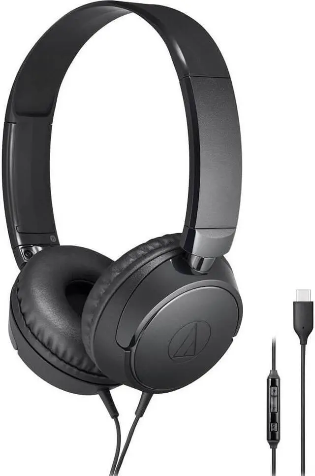 Main image of Audio Technica ATHS120CBK USB-C On-Ear Wired Headphones - Black