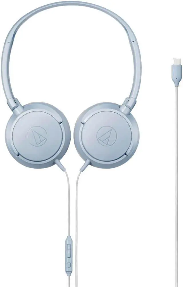 Alt view image 3 of 3 - Audio Technica ATHS120CGY USB-C On-Ear Wired Headphones - Blue-Gray