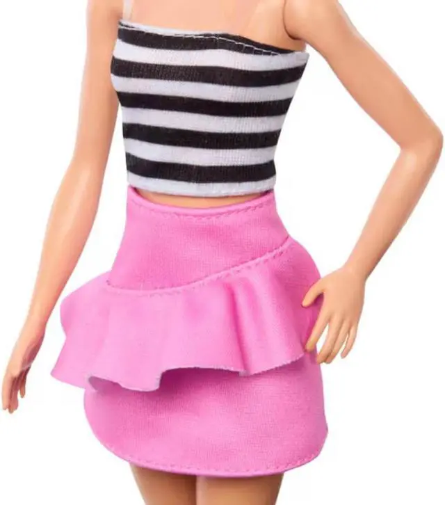 Alt view image 4 of 5 - Mattel HRH11 Barbie Fashionistas #213 Blonde With Striped Top and Pink Skirt Doll