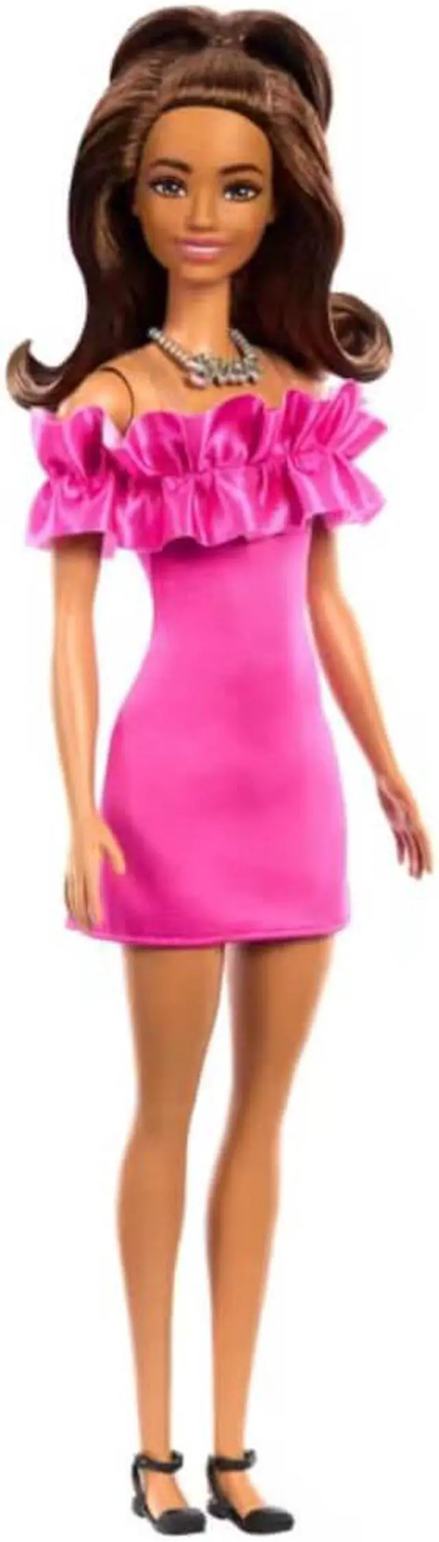 Alt view image 4 of 5 - Mattel HRH15 Barbie Fashionistas #217 with Brown Wavy Hair and Pink Dress 65th Anniversary Doll