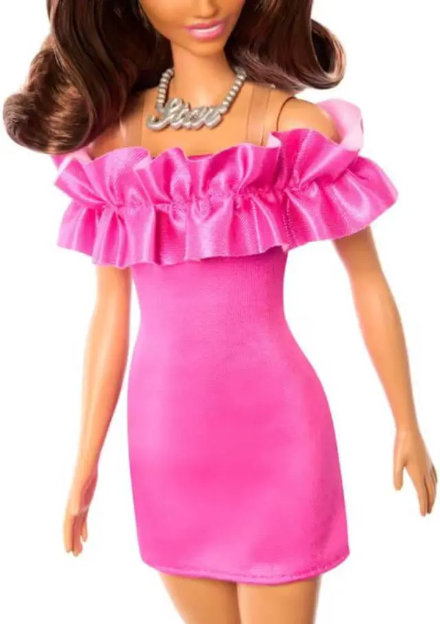 Alt view image 3 of 5 - Mattel HRH15 Barbie Fashionistas #217 with Brown Wavy Hair and Pink Dress 65th Anniversary Doll