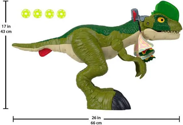 Alt view image 5 of 6 - Mattel HVY16 Imaginext Jurassic World Thrash Attack Dilophosaurus Dinosaur Toy