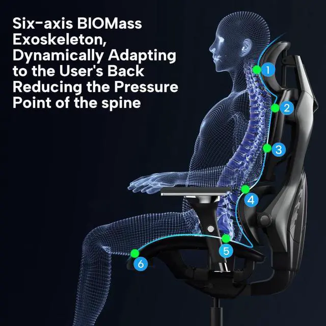 Alt view image 5 of 7 - Eureka Ergonomic ERKGC05GY Typhon Hybrid Ergonomic Gaming Chair - Gray