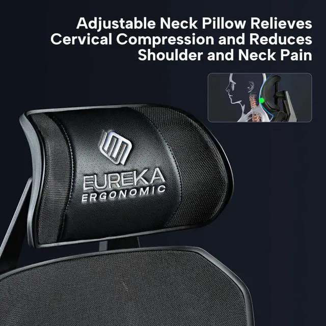 Alt view image 7 of 7 - Eureka Ergonomic ERKGC05GY Typhon Hybrid Ergonomic Gaming Chair - Gray