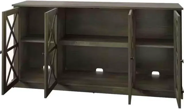 Alt view image 4 of 6 - Twin Star Home OT6092PI14 Sideboard Buffet with Tempered Glass Doors - Spanish Gray