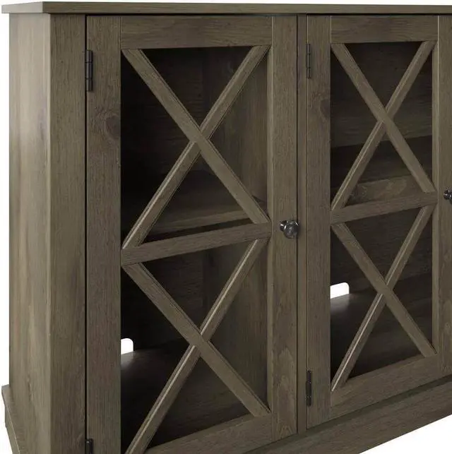 Alt view image 5 of 6 - Twin Star Home OT6092PI14 Sideboard Buffet with Tempered Glass Doors - Spanish Gray